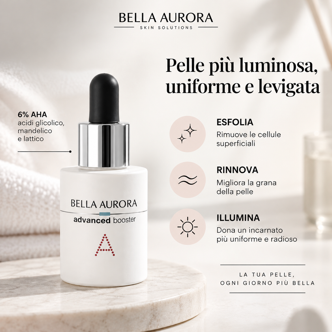 Bella Aurora Advanced Booster Siero Viso Esfoliante per una Pelle Più Luminosa
