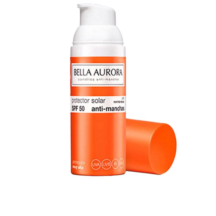 Bella Aurora Solar fluido solare viso SPF 50+ anti-macchie con protezione UVA, UVB e IR e finish opaco.