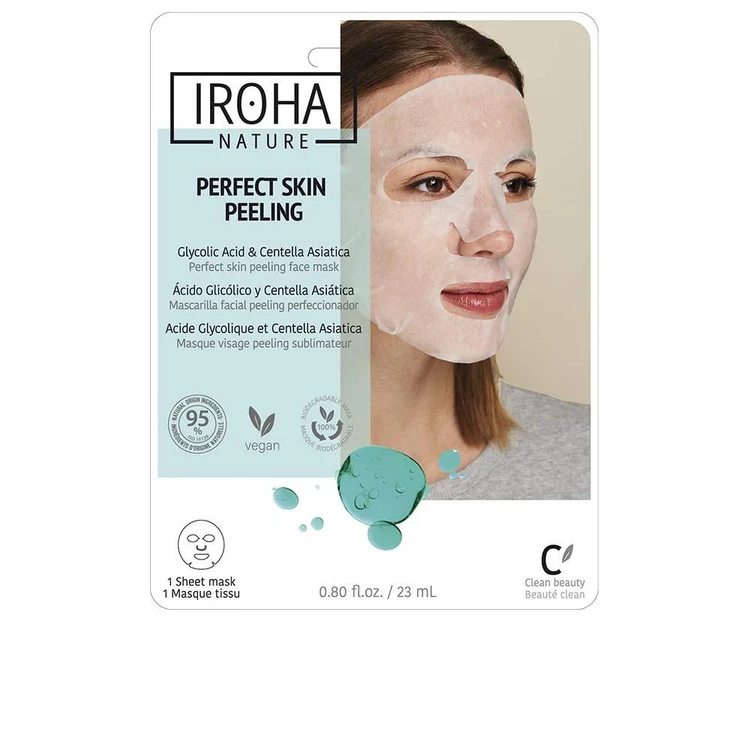 Iroha maschera viso peeling con acido glicolico e Centella Asiatica per pelle mista e grassa, più liscia e luminosa.