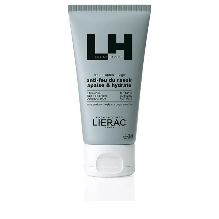 Lierac LH balsamo dopobarba idratante con estratto di Sichuan e tulipano nero per una pelle morbida e confortevole.