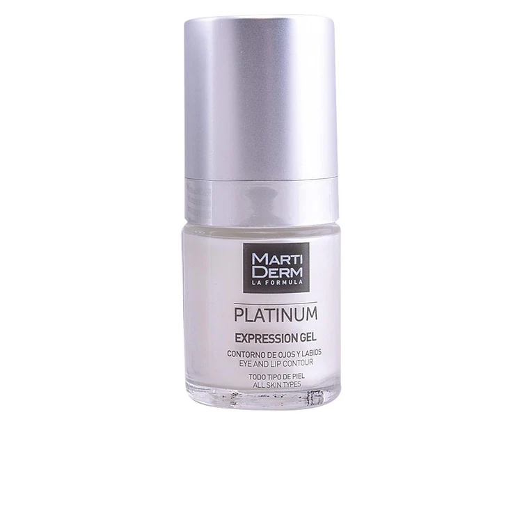 Martiderm Platinum gel contorno occhi e labbra con acido ialuronico e peptidi per una pelle idratata e levigata.