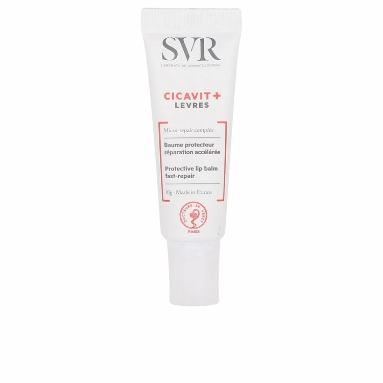 SVR Cicavit+ balsamo labbra riparatore con oli, burro di karité e prebiotici per labbra morbide e protette.