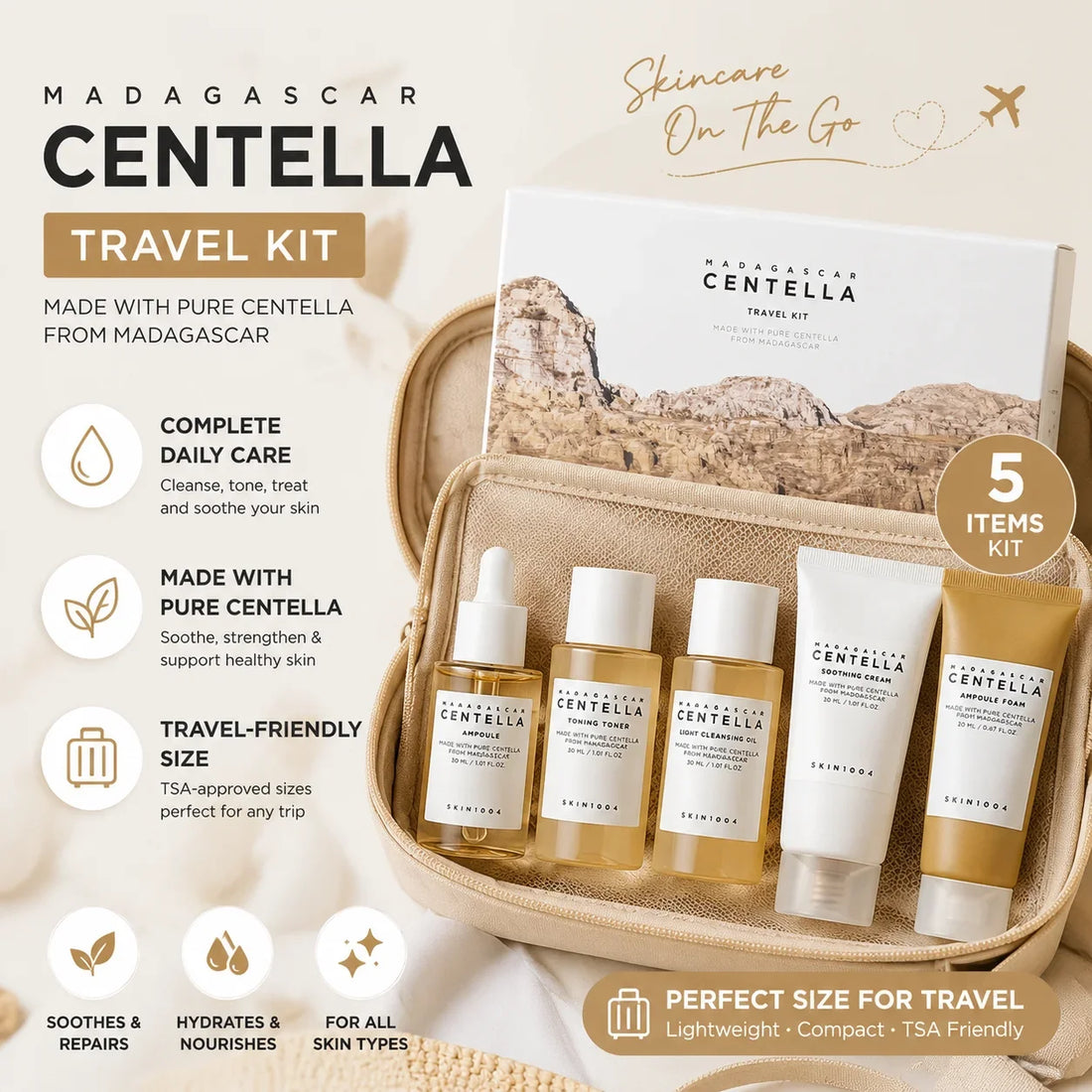 SKIN1004 Madagascar Centella Travel Kit Skincare 5 Pezzi