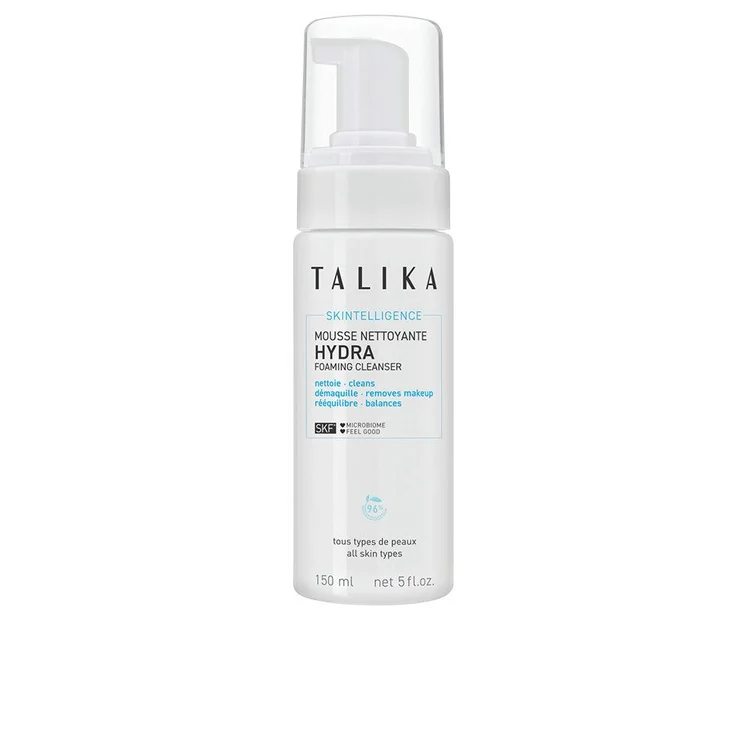 Talika Skintelligence Hydra schiuma detergente viso con microalghe verdi e prebiotici, per una pelle pulita, morbida e riequilibrata.