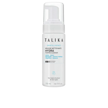 Talika Skintelligence Hydra schiuma detergente viso con microalghe verdi e prebiotici, per una pelle pulita, morbida e riequilibrata.